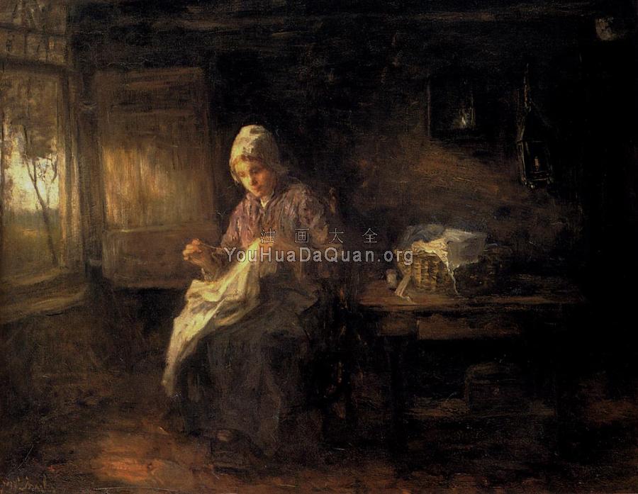 A Woman Sewing - 约瑟夫·伊斯拉尔斯